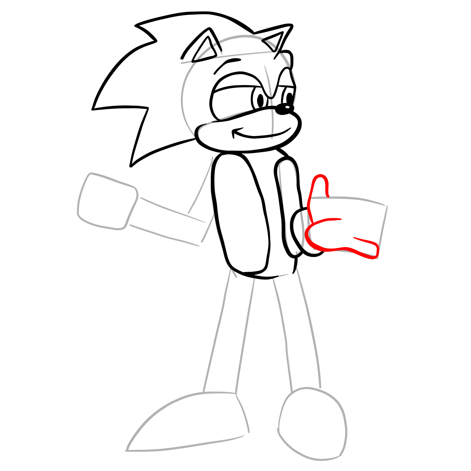 How to draw Sonic (Tails Gets Trolled) - step 15