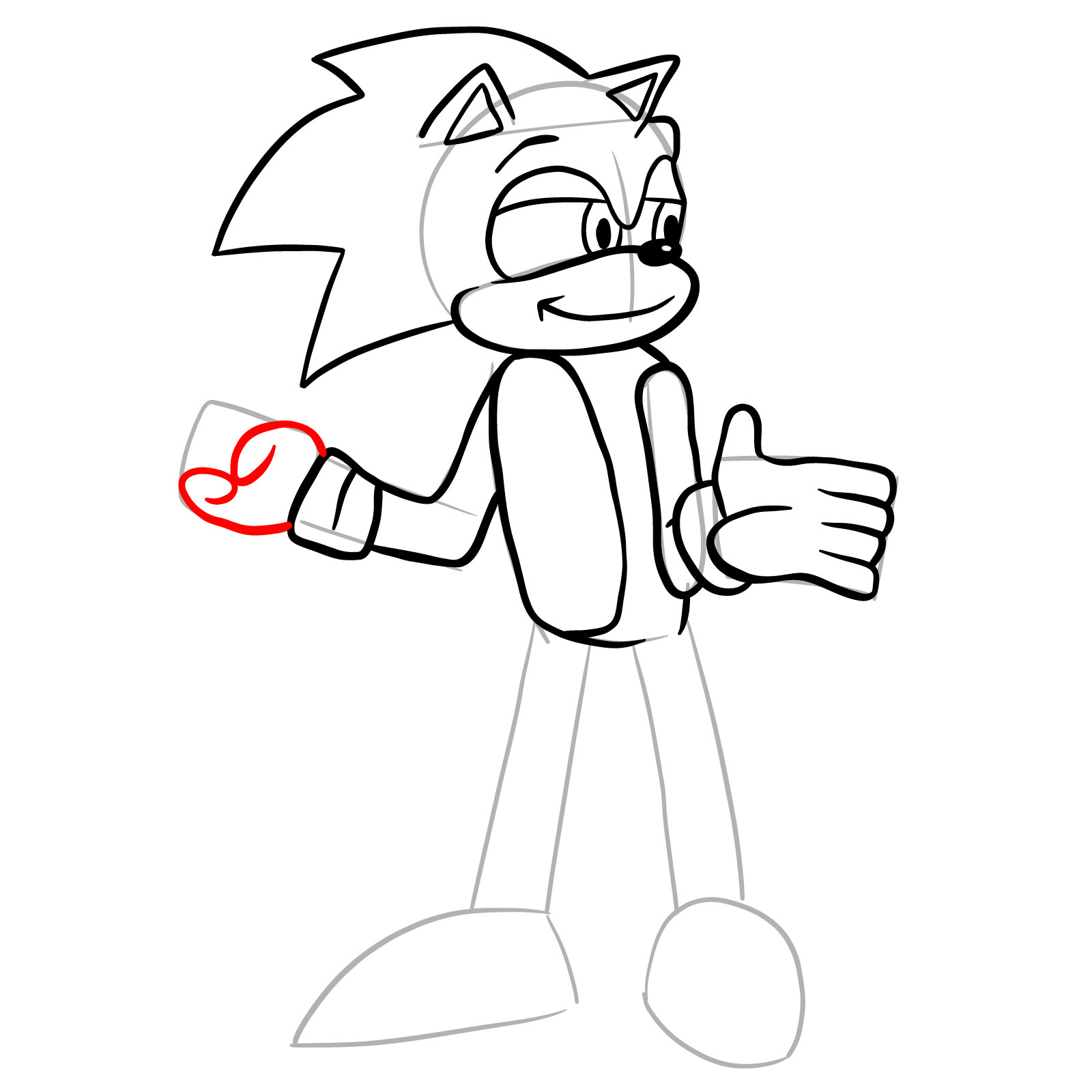 How to draw Sonic (Tails Gets Trolled) - step 18