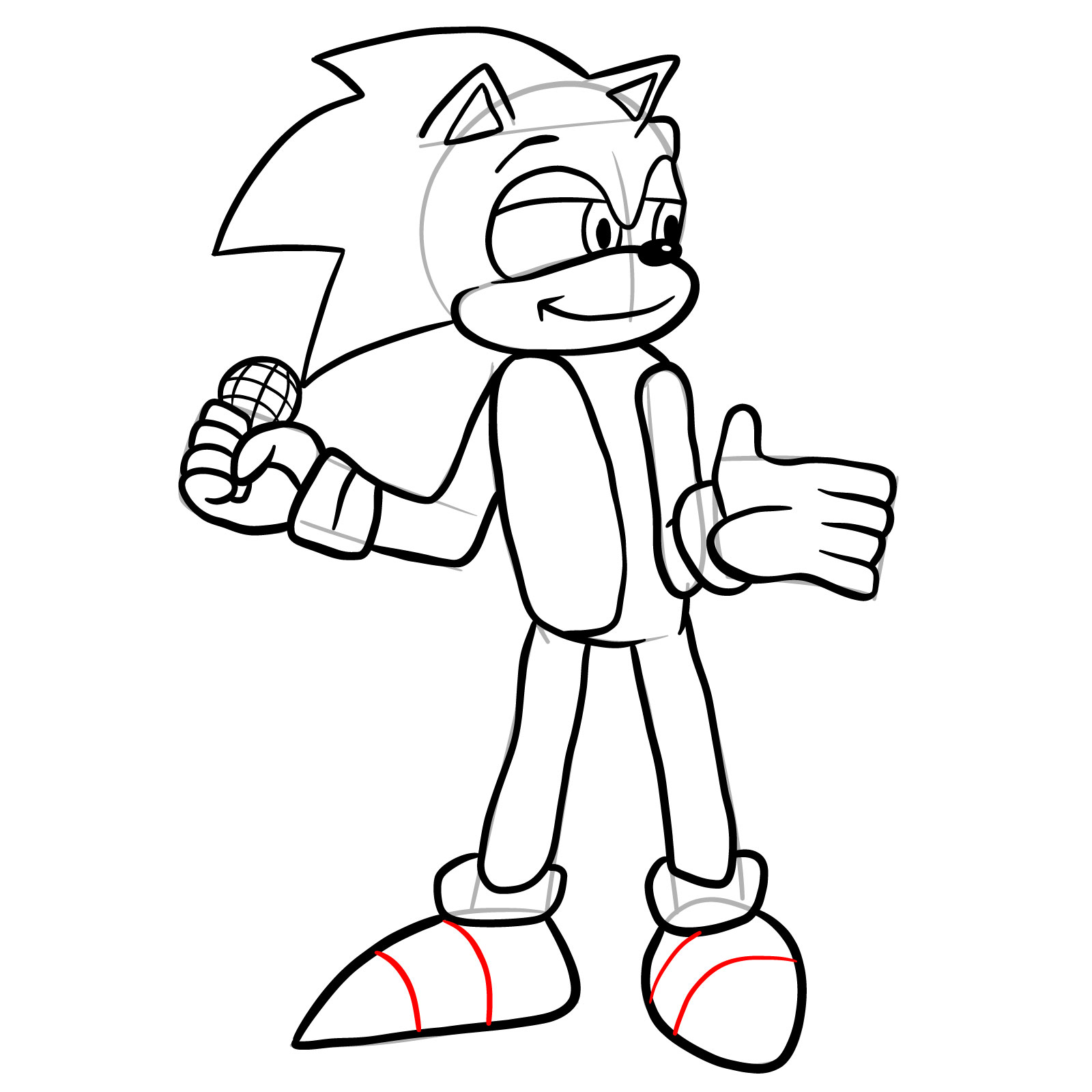 How to draw Sonic (Tails Gets Trolled) - step 24