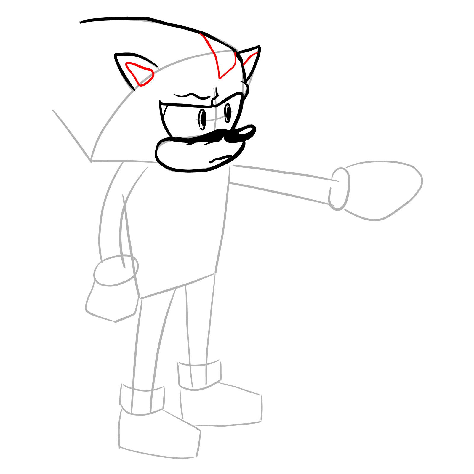 How to draw Shadow (Tails Gets Trolled) - step 11