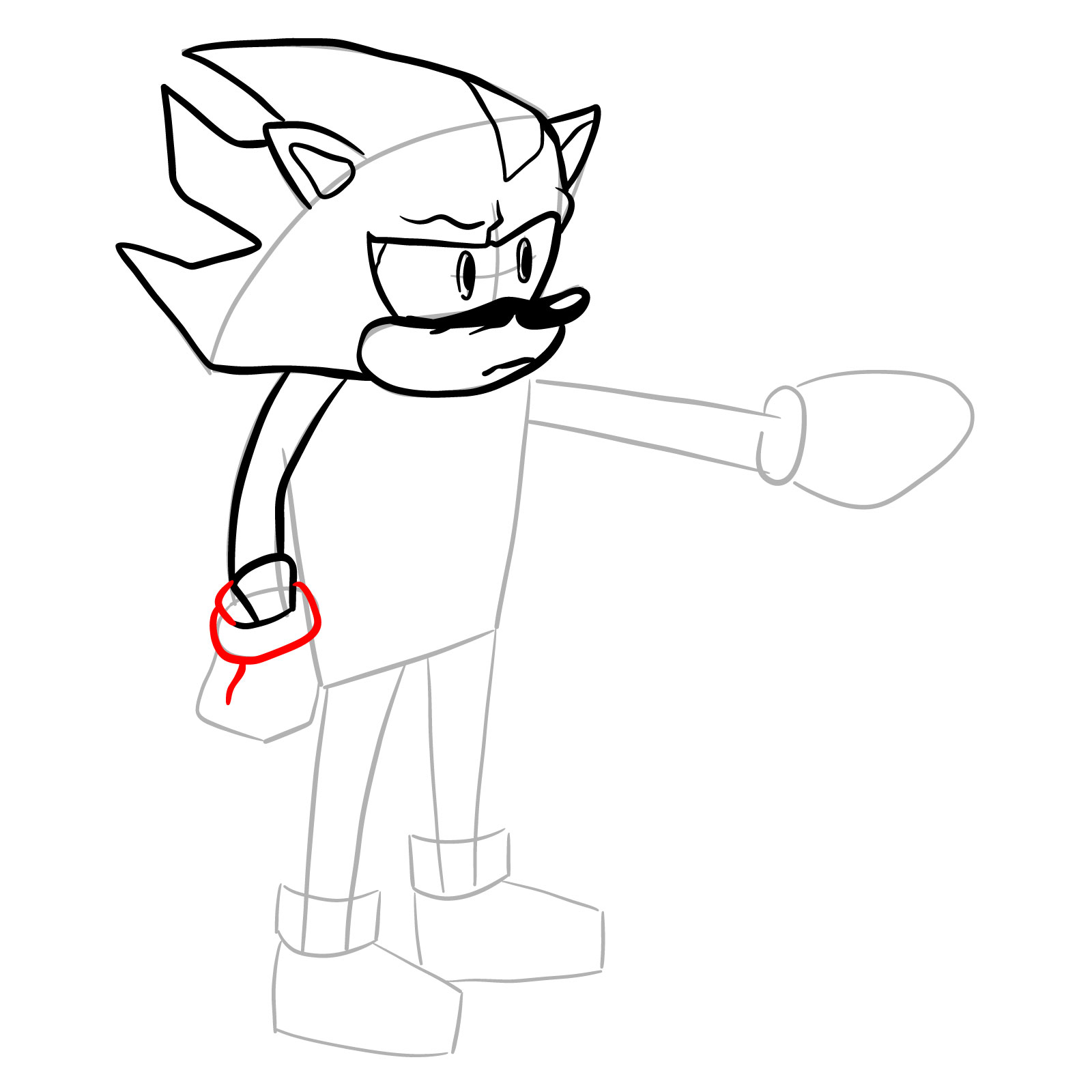 How to draw Shadow (Tails Gets Trolled) - step 14