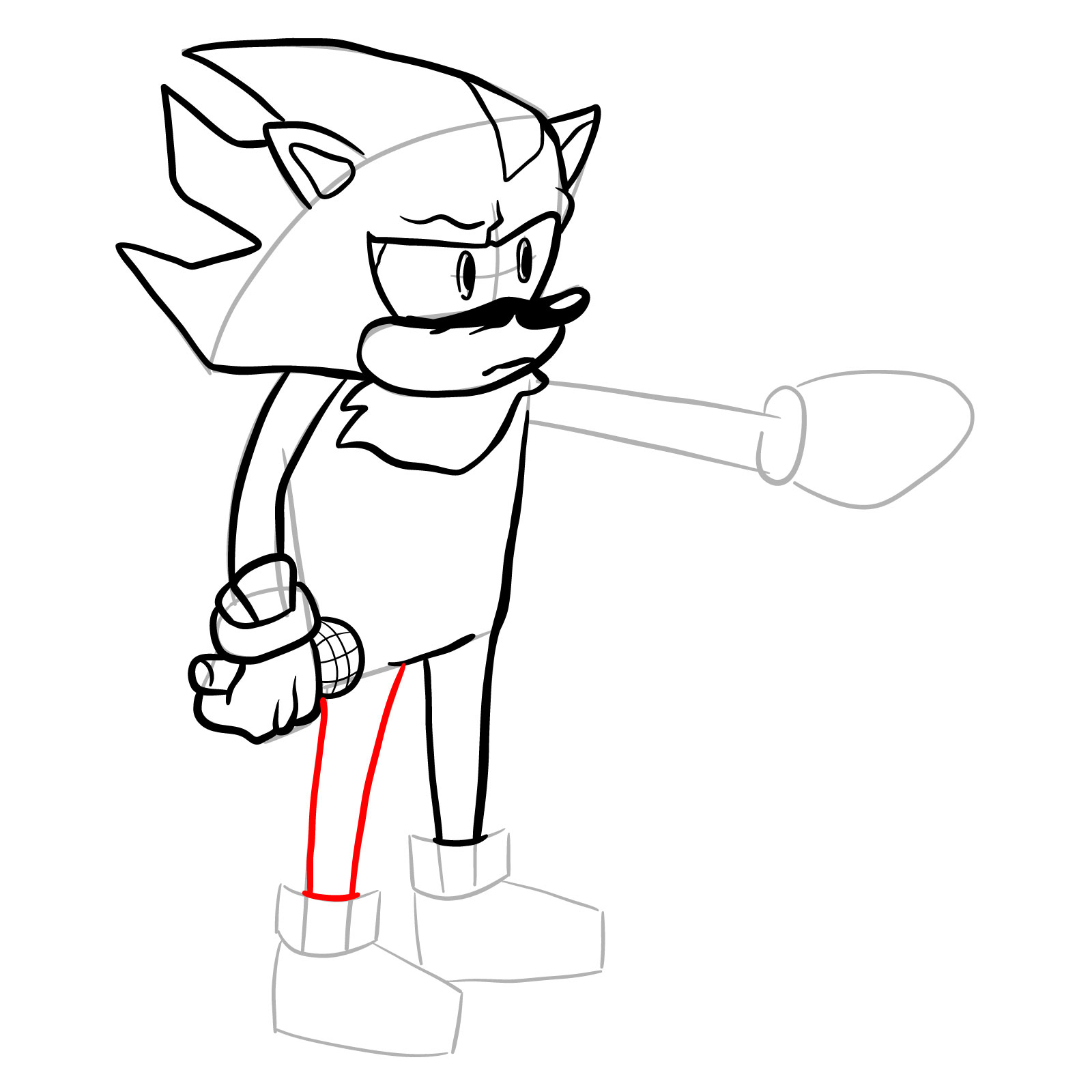 How to draw Shadow (Tails Gets Trolled) - step 20