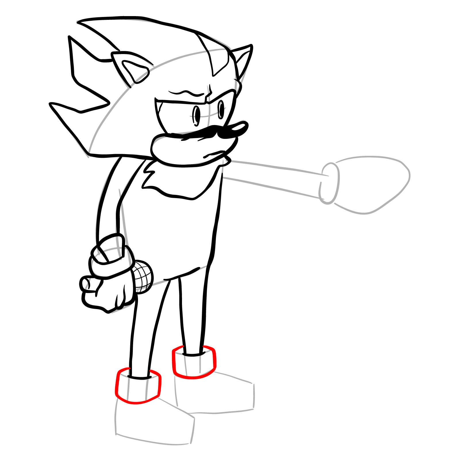 How to draw Shadow (Tails Gets Trolled) - step 21