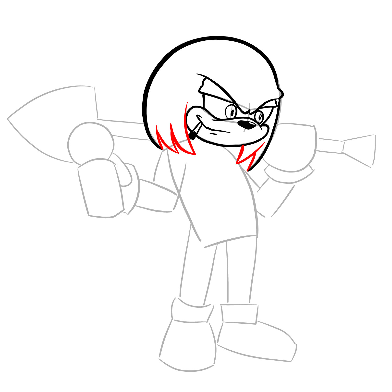 How to draw Knuckles (Tails Gets Trolled) - step 12