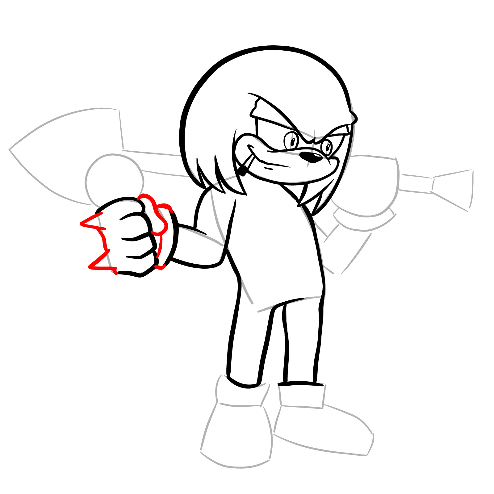 How to draw Knuckles (Tails Gets Trolled) - step 18