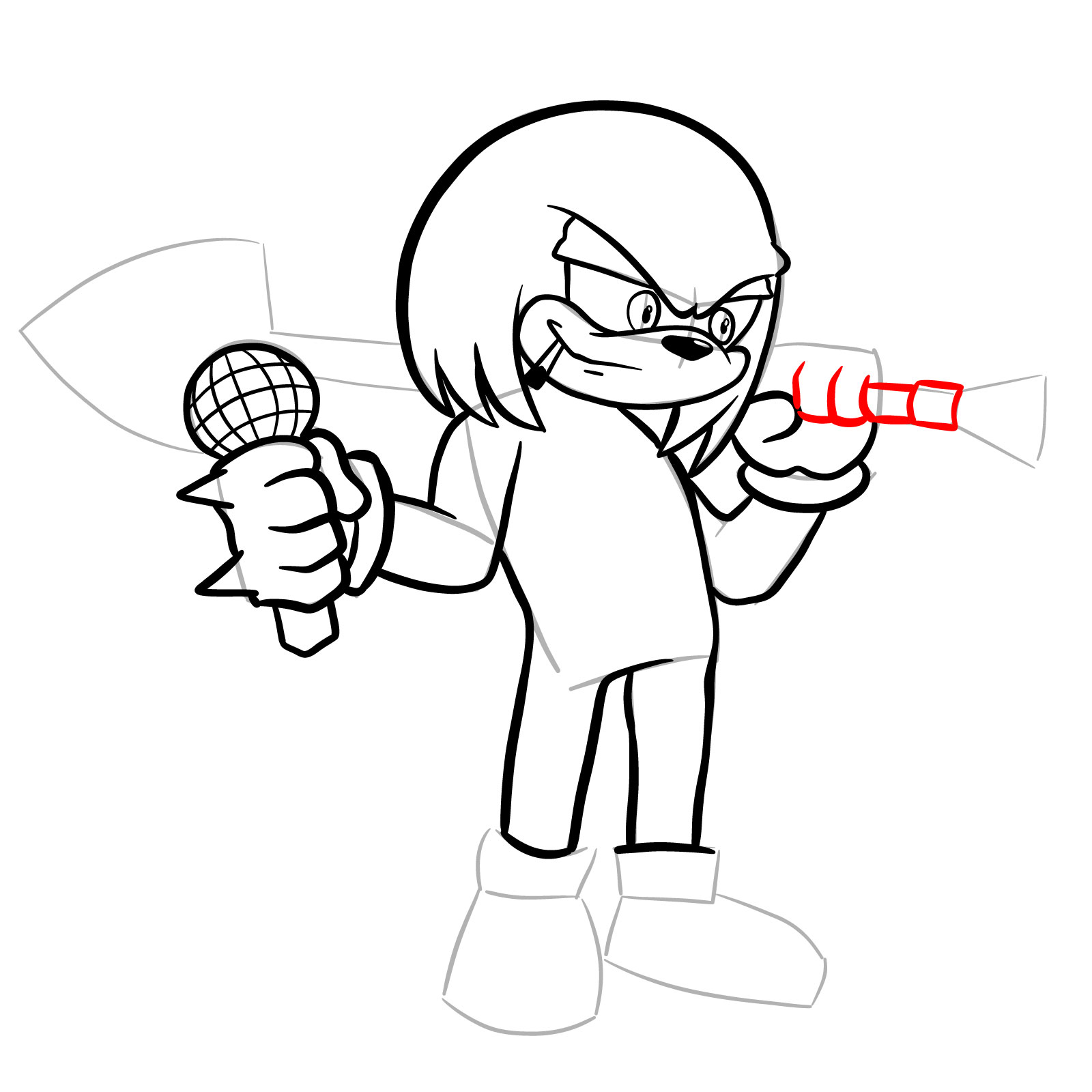 How to draw Knuckles (Tails Gets Trolled) - step 24
