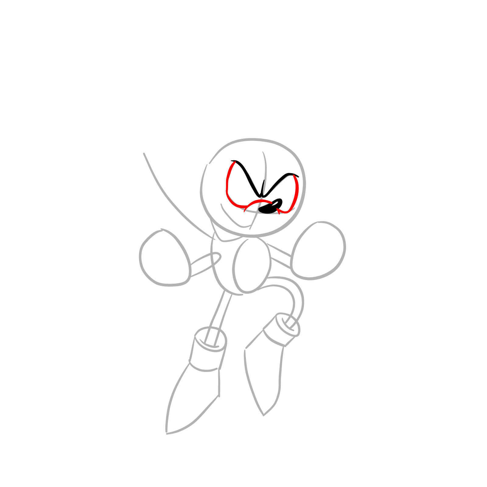 How to draw Fleetway Sonic - step 06