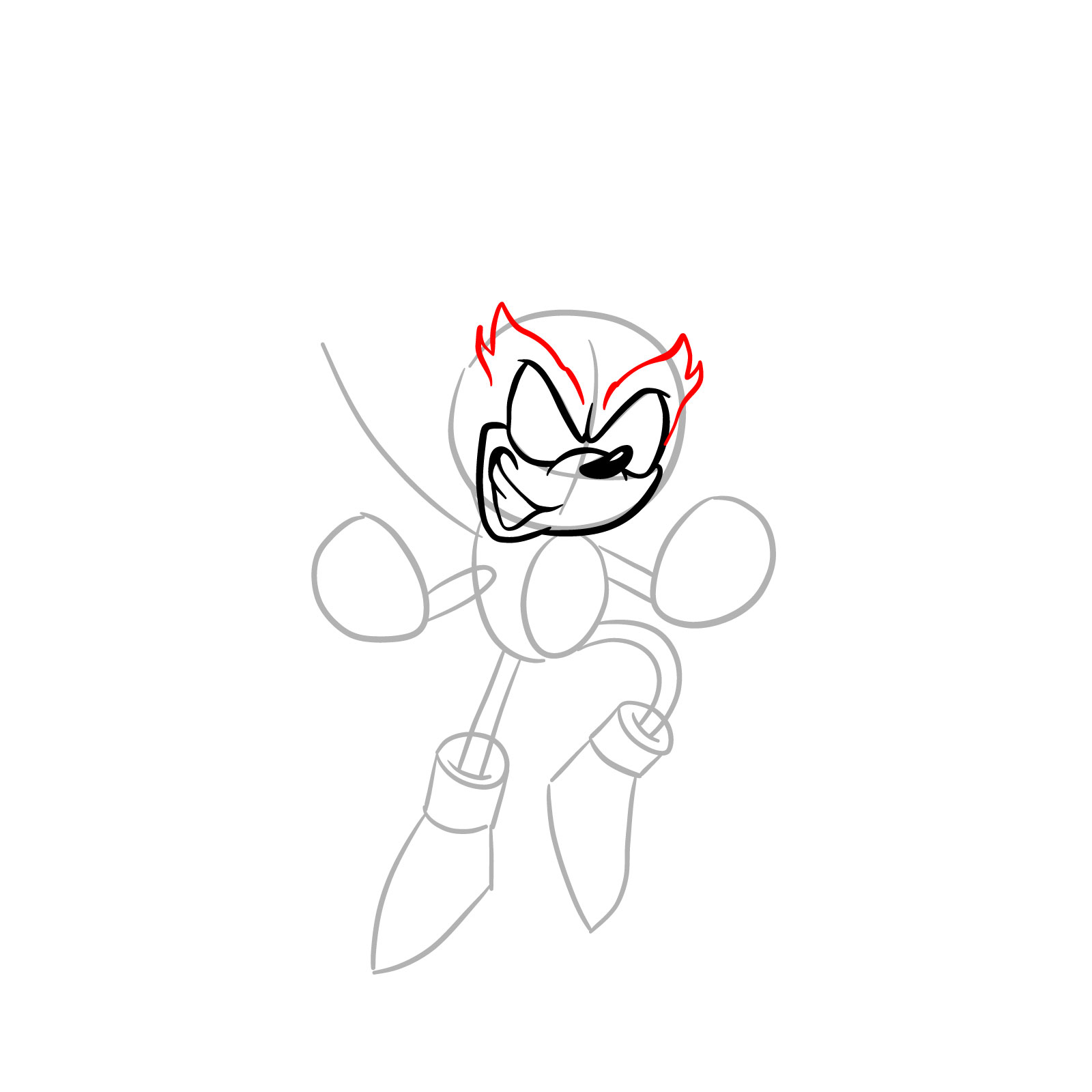How to draw Fleetway Sonic - step 11