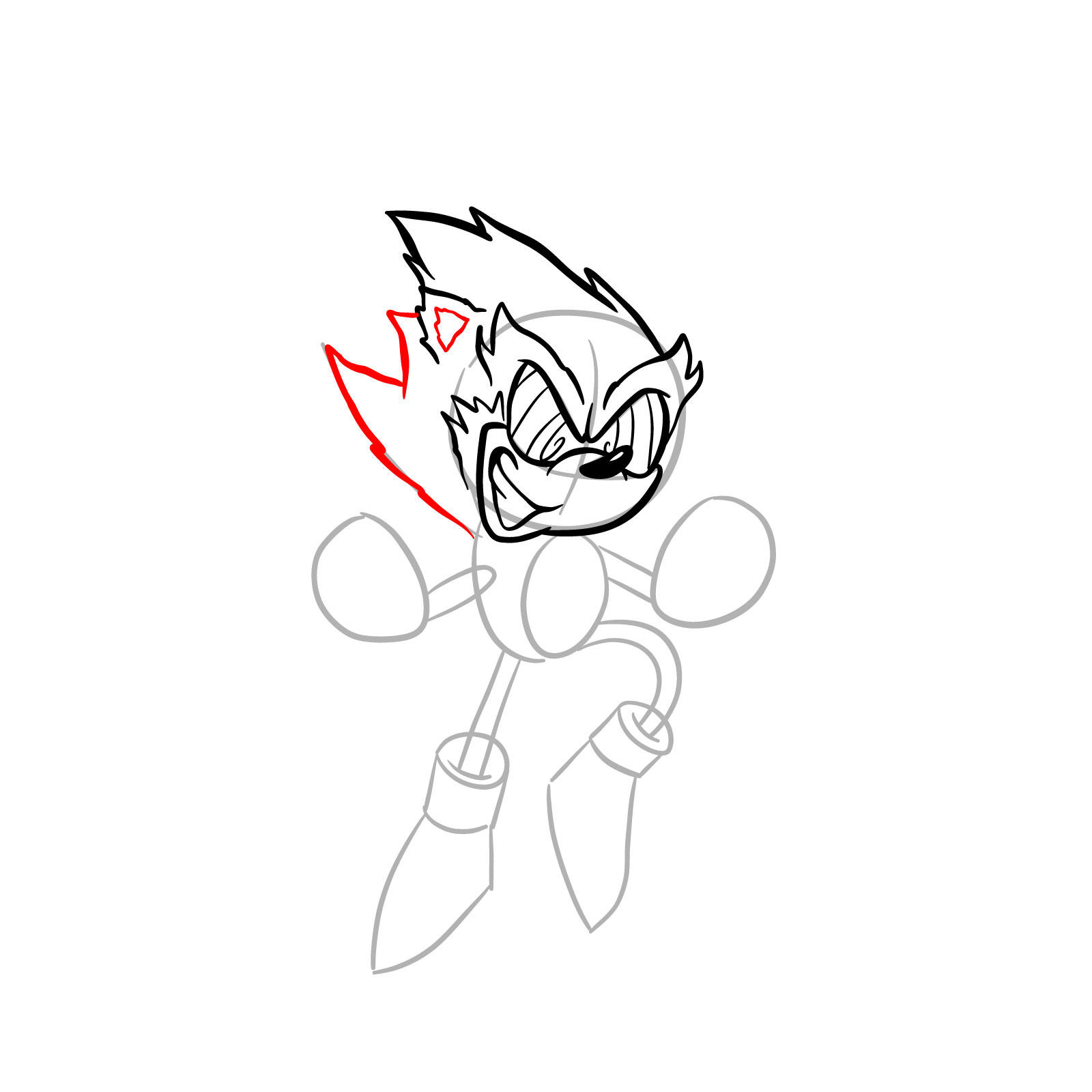 How to draw Fleetway Sonic - step 15