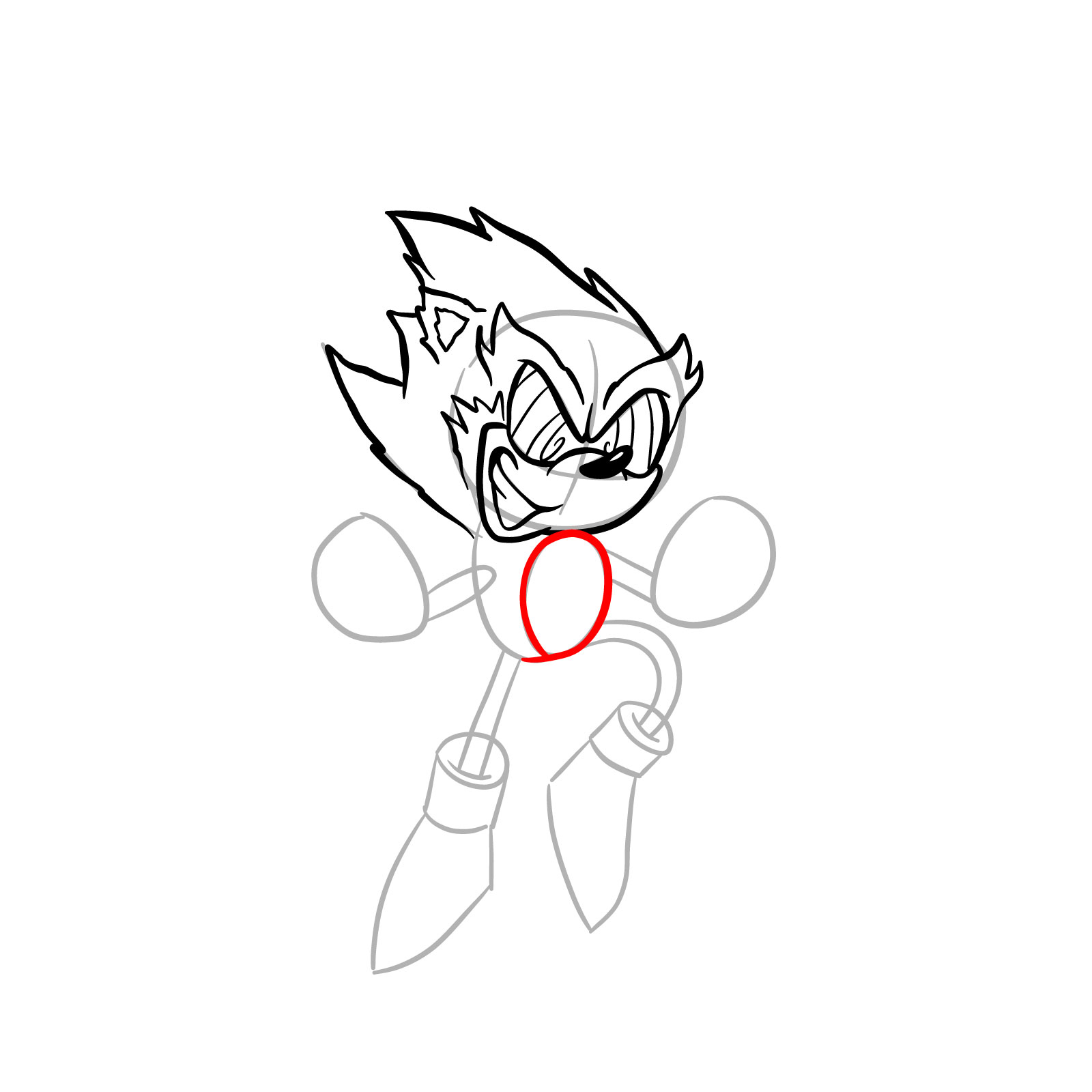 How to draw Fleetway Sonic - step 16