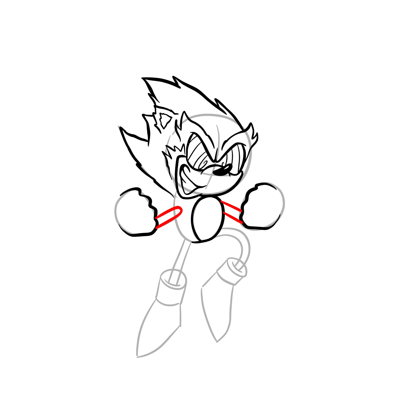 How to draw Fleetway Sonic - step 18