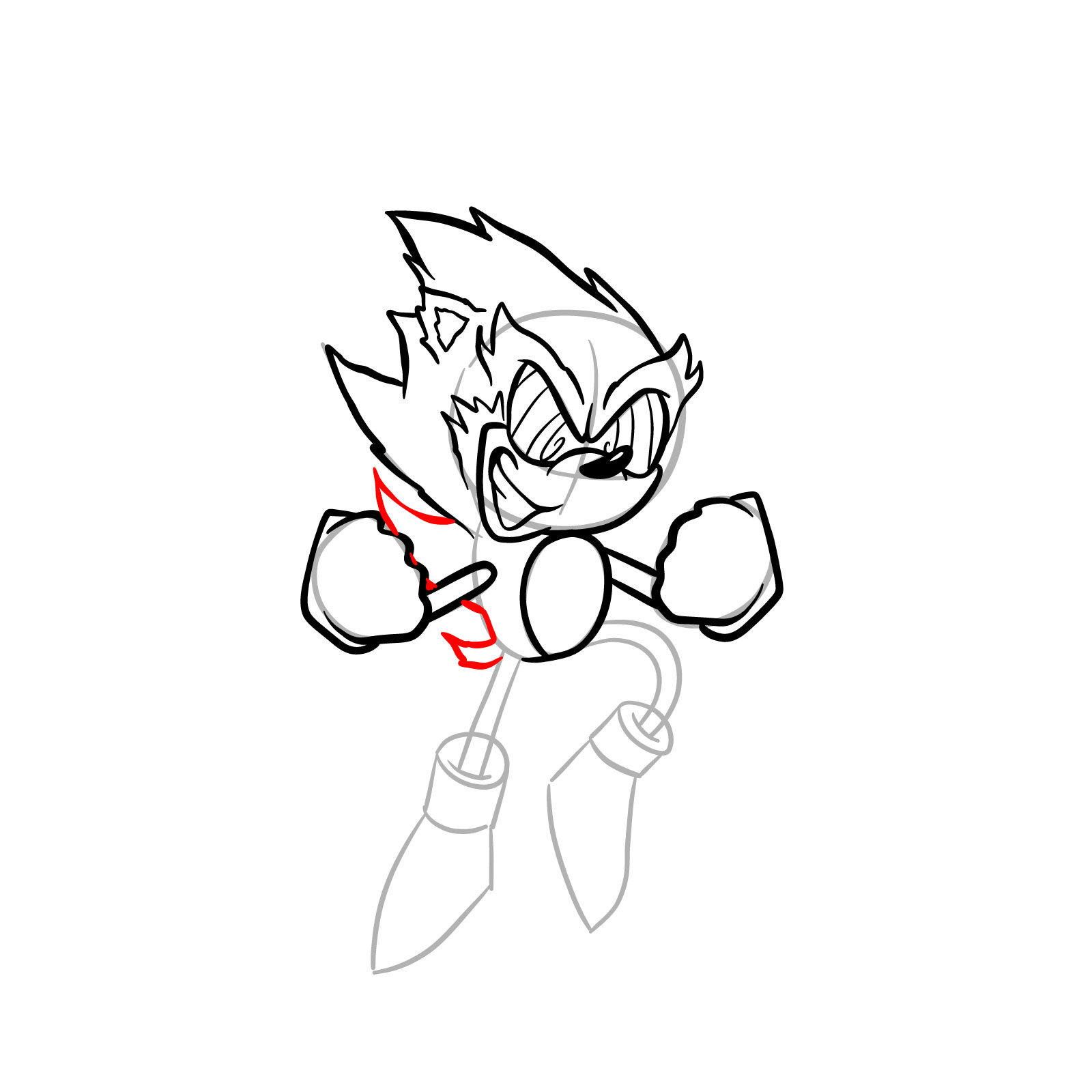 How to draw Fleetway Sonic - step 20