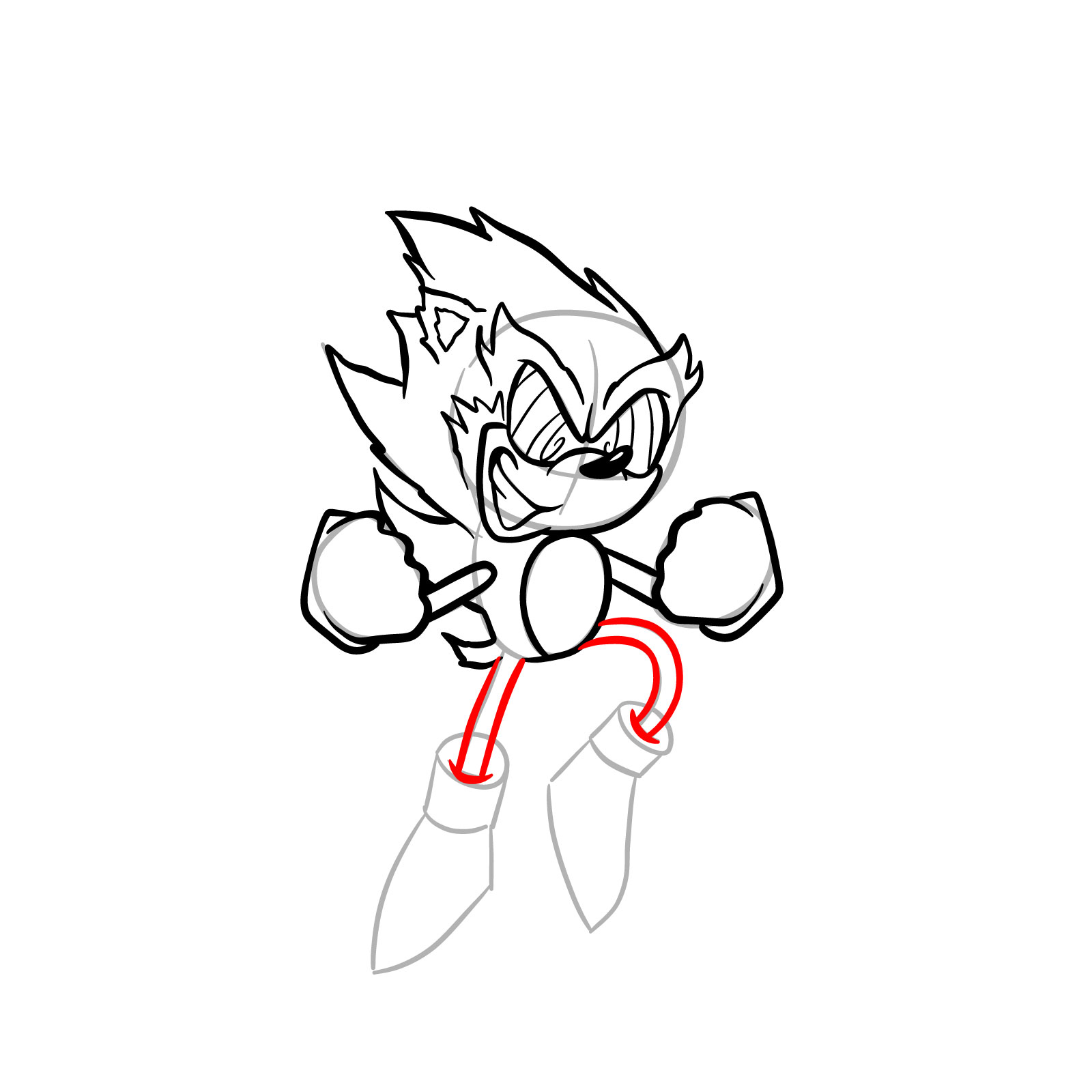 How to draw Fleetway Sonic - step 21