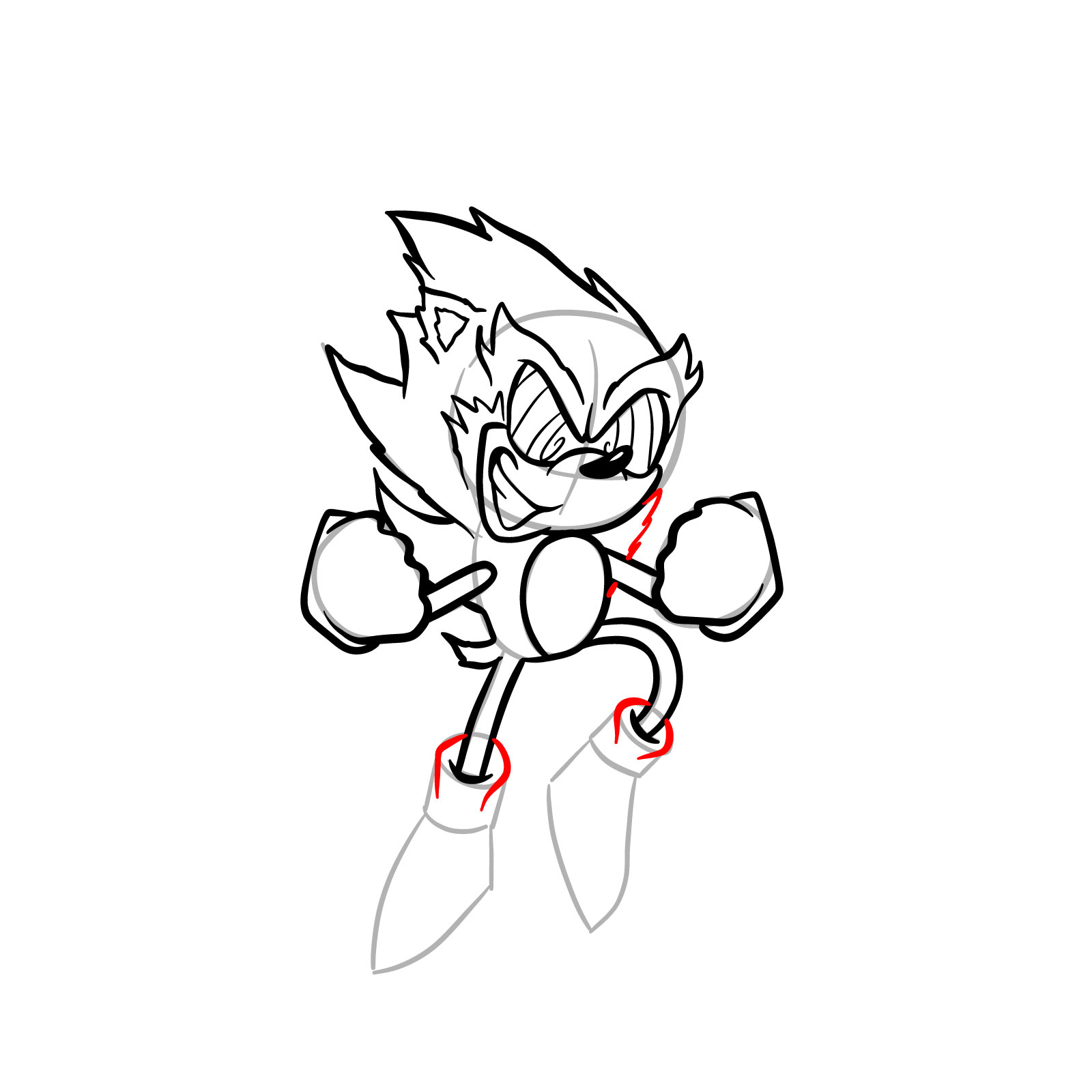 How to draw Fleetway Sonic - step 22
