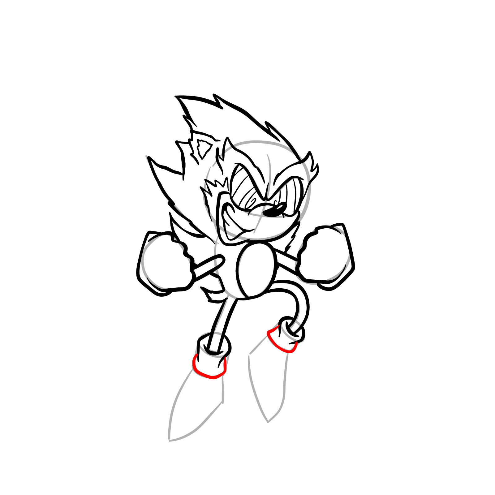 How to draw Fleetway Sonic - step 23