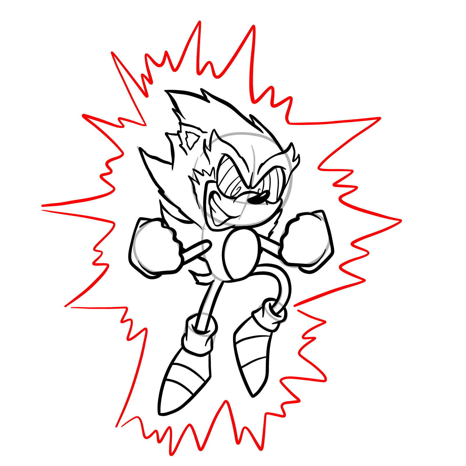 How to draw Fleetway Sonic - step 26