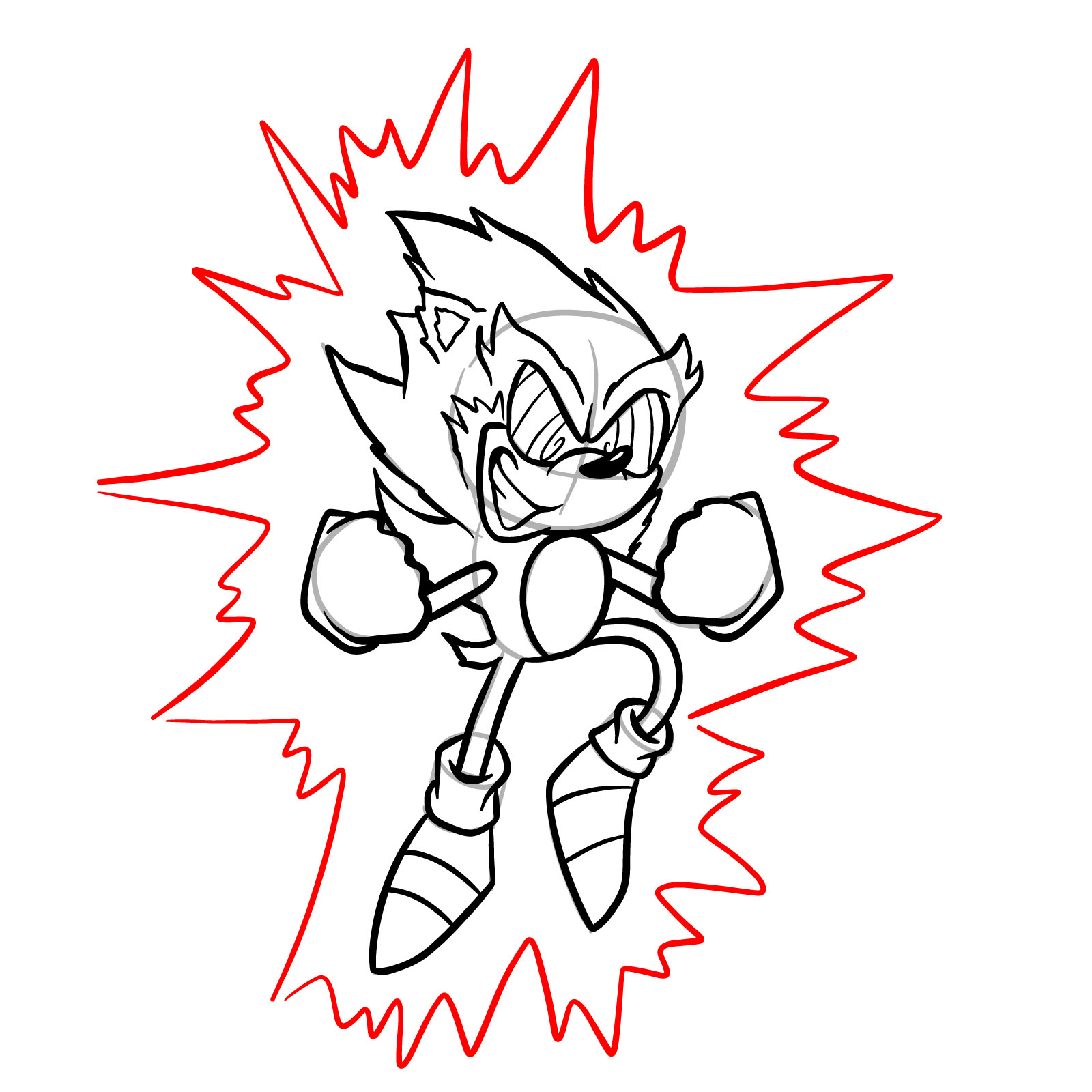 How to draw Fleetway Sonic Sketchok easy drawing guides