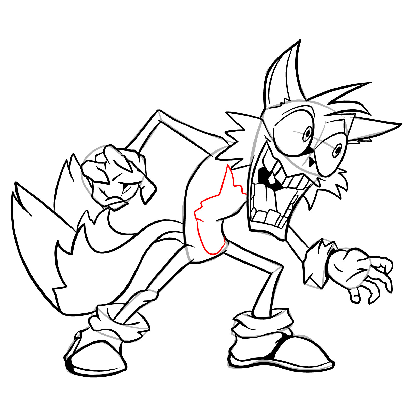 How to draw Tails - FNF: Secret Histories - step 36