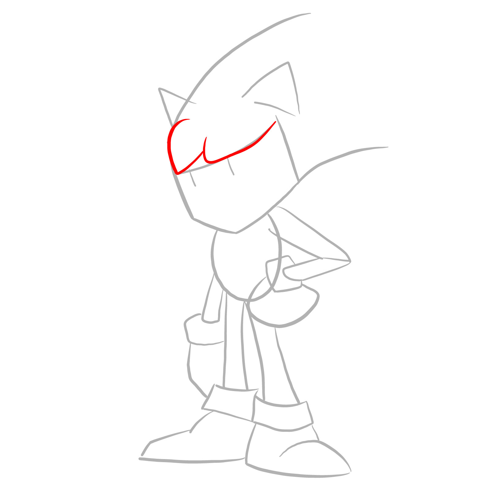 How to draw Sonic - FNF: Secret Histories - step 04