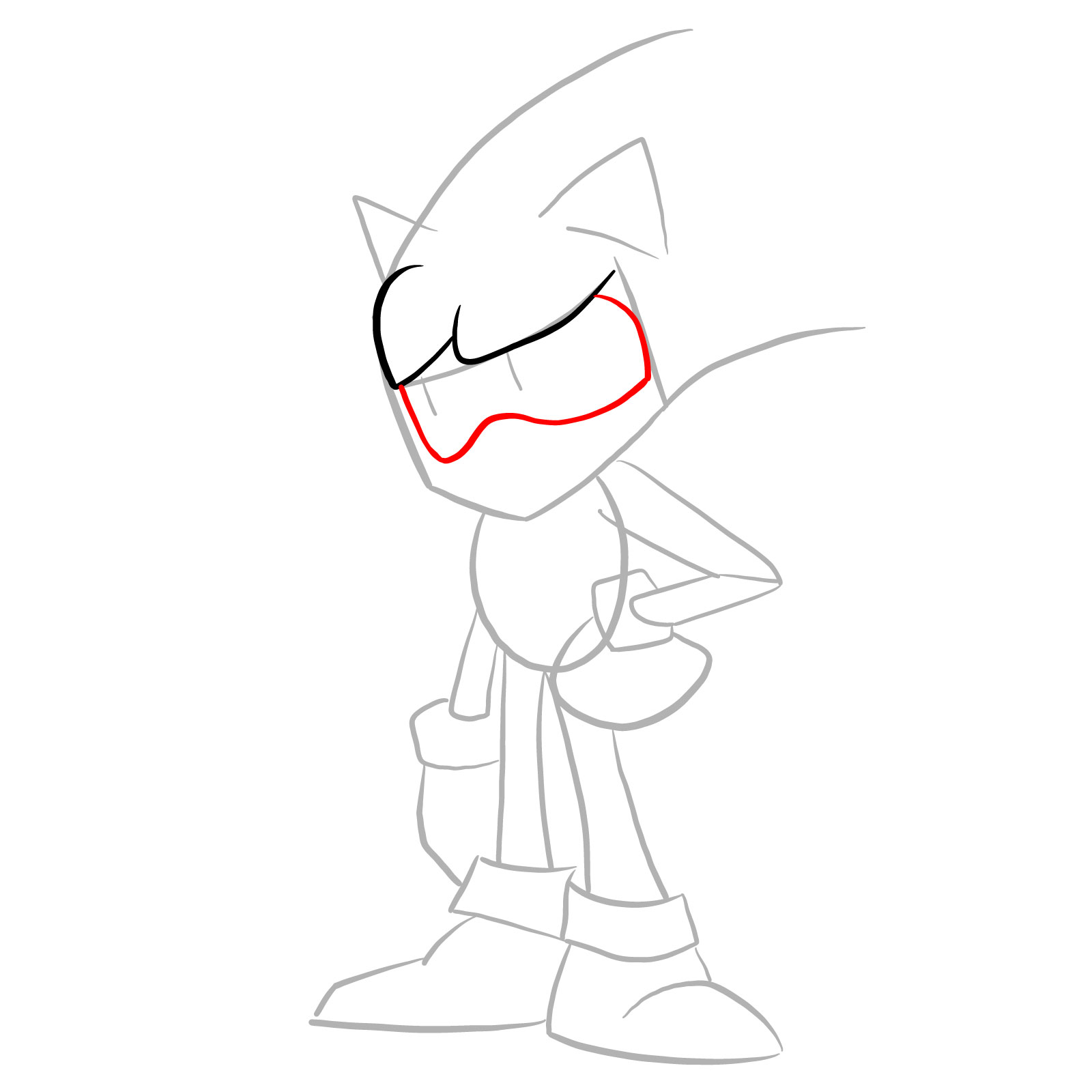 How to draw Sonic - FNF: Secret Histories - step 05