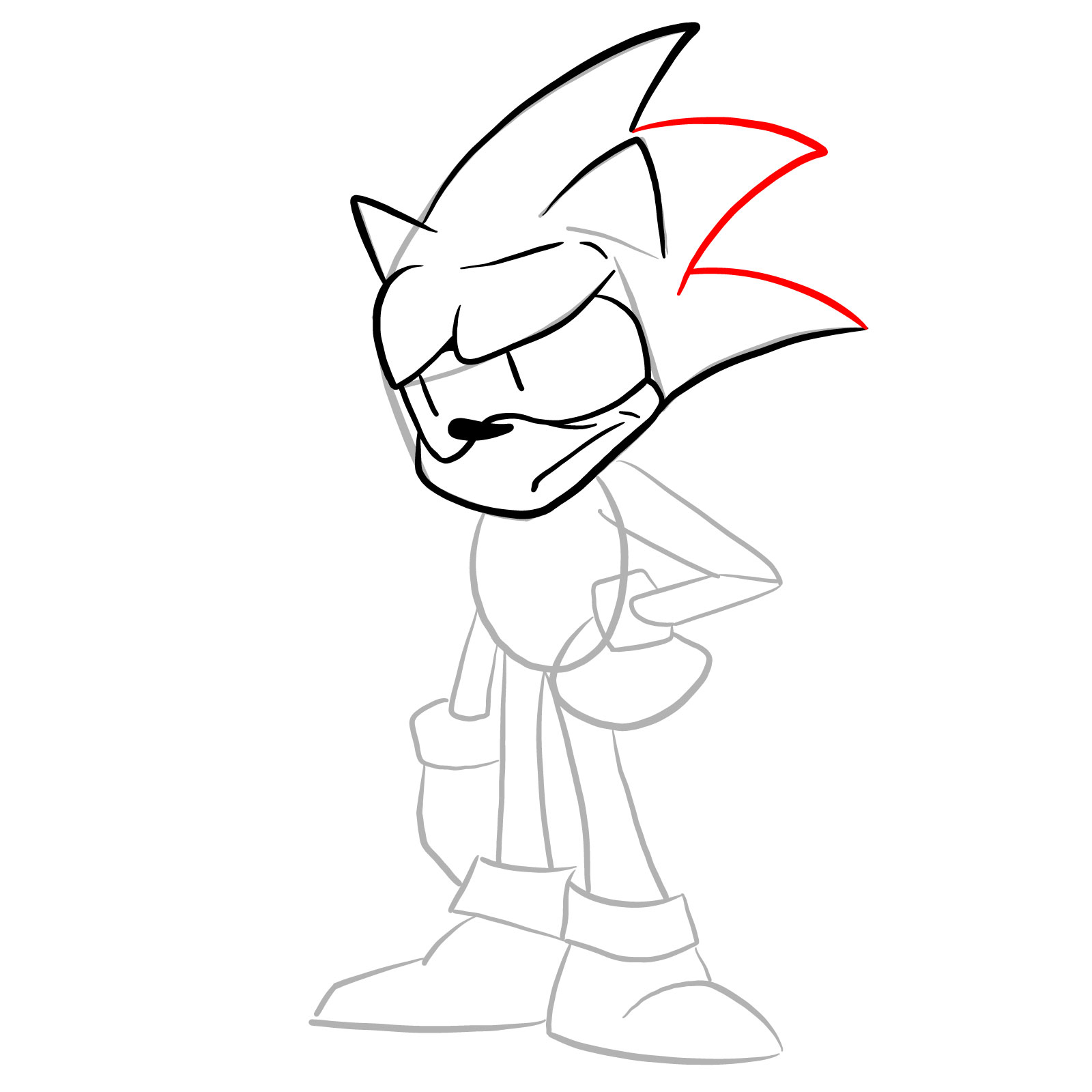 How to draw Sonic - FNF: Secret Histories - step 11