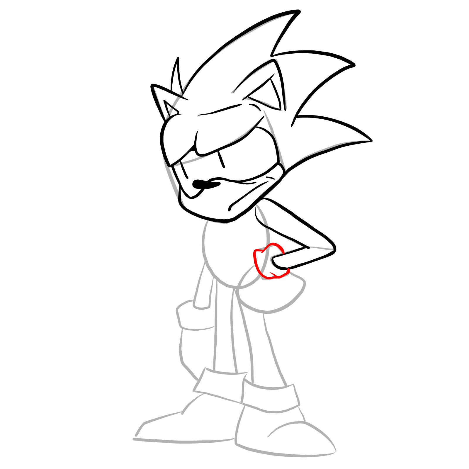 How to draw Sonic - FNF: Secret Histories - step 14