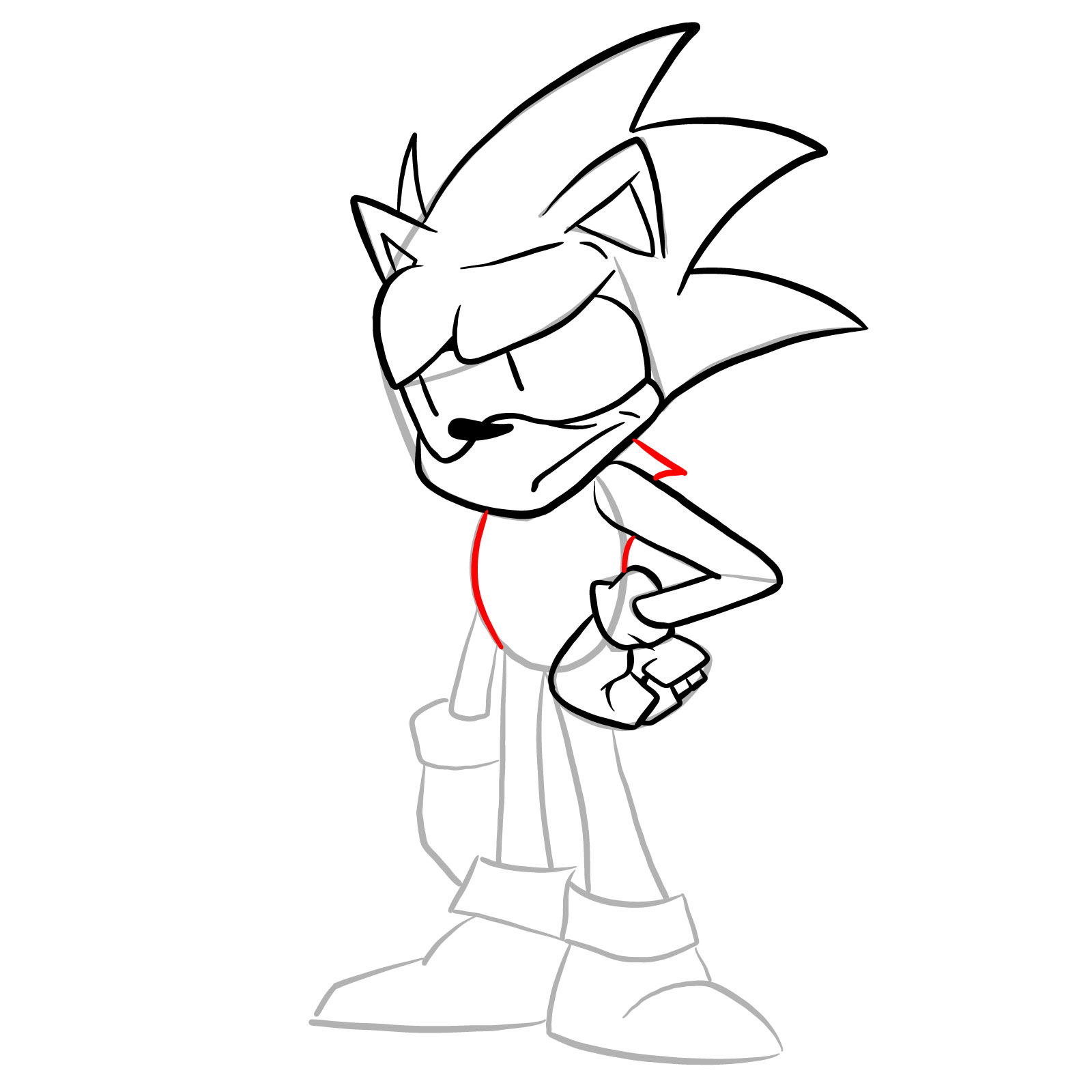How to draw Sonic - FNF: Secret Histories - step 18