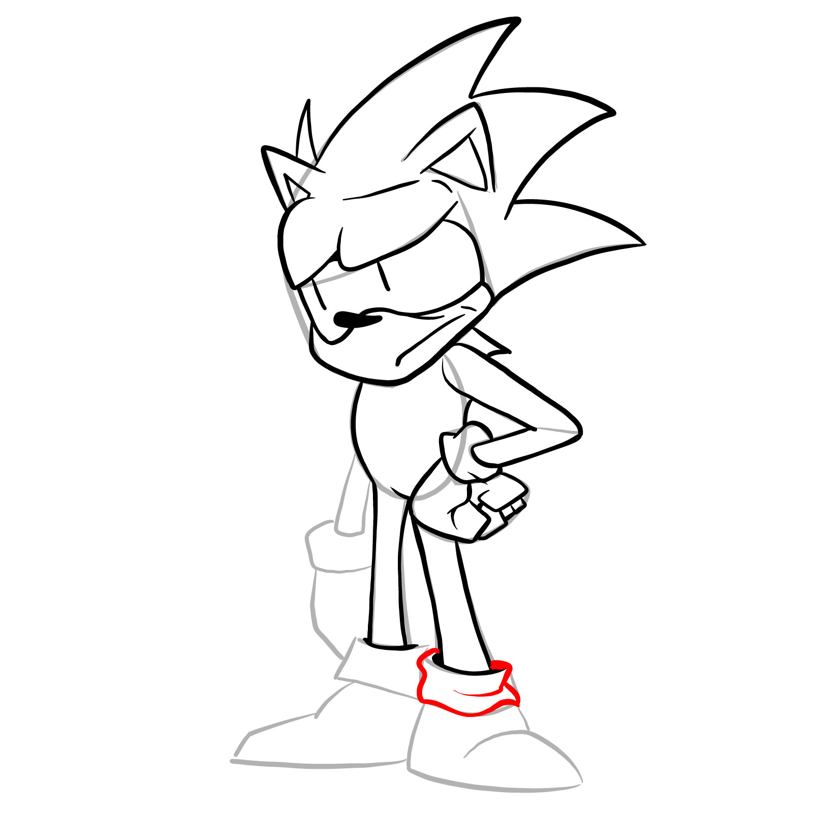 How to draw Sonic - FNF: Secret Histories - step 21