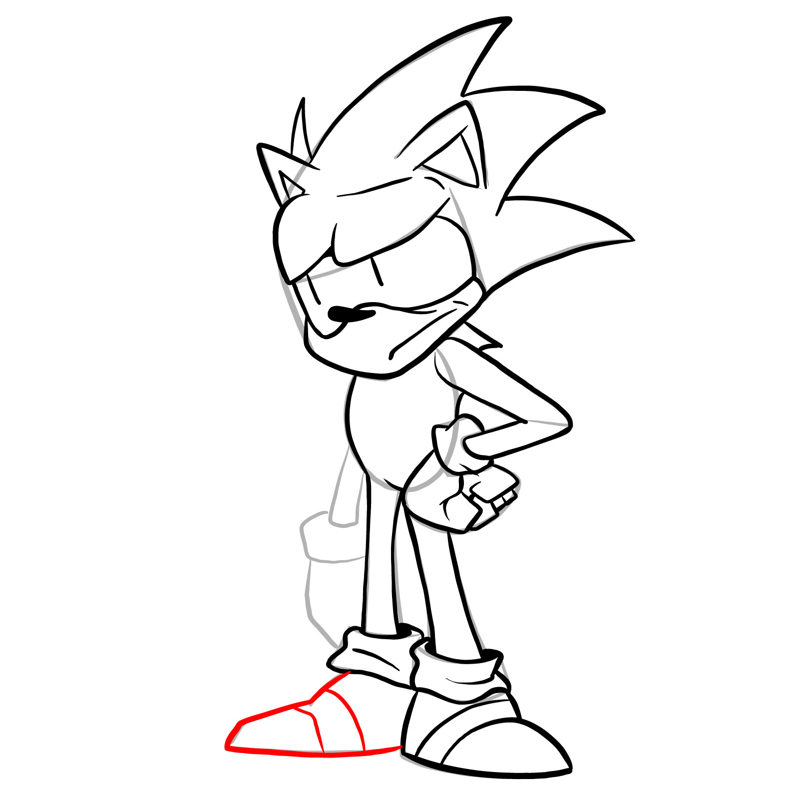 How to draw Sonic - FNF: Secret Histories - step 24