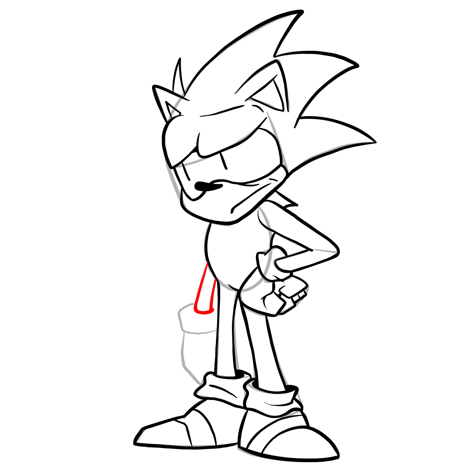 How to draw Sonic - FNF: Secret Histories - step 25