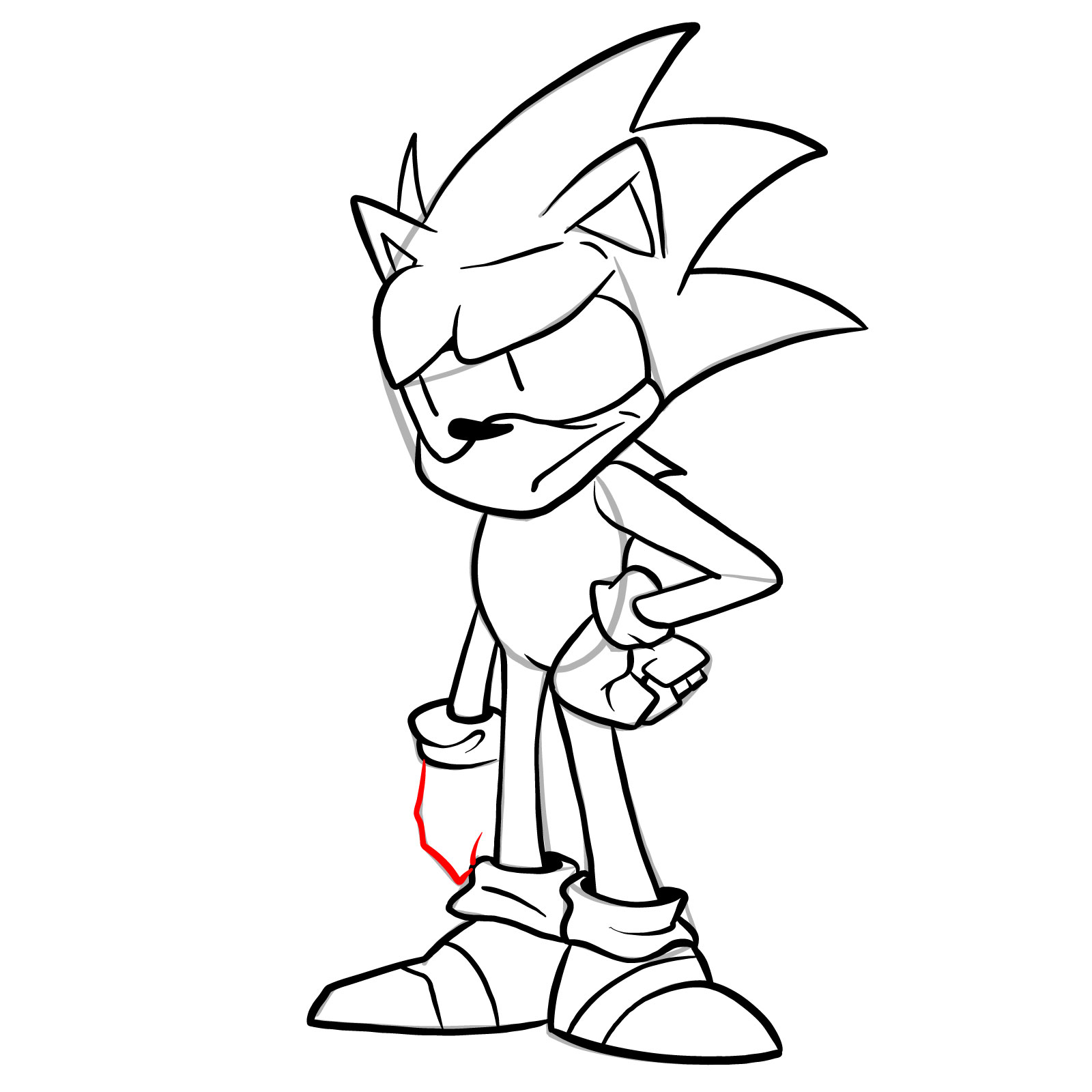 How to draw Sonic - FNF: Secret Histories - step 27