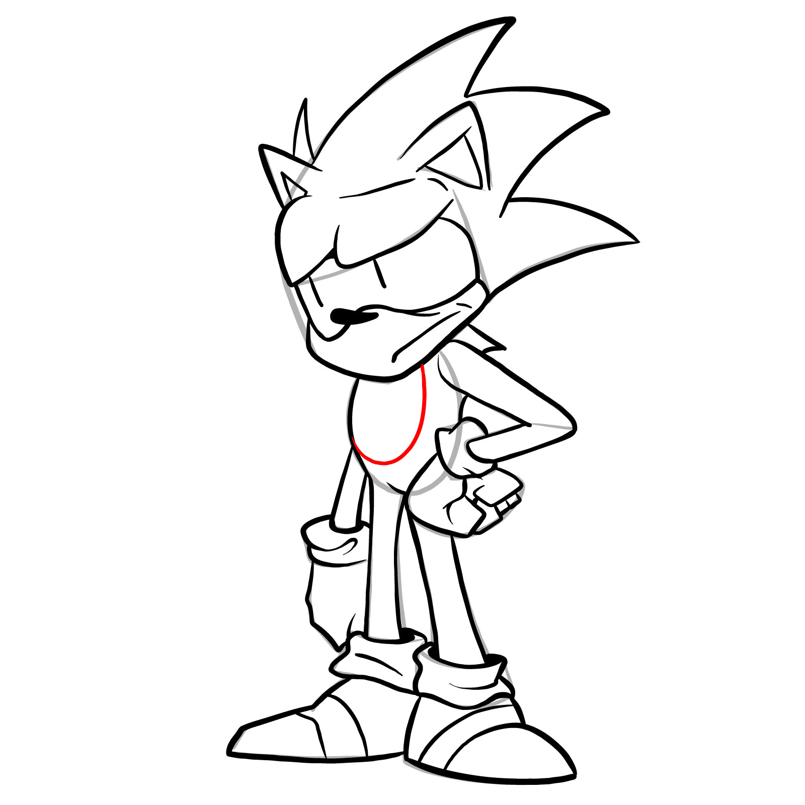 How to draw Sonic - FNF: Secret Histories - step 28