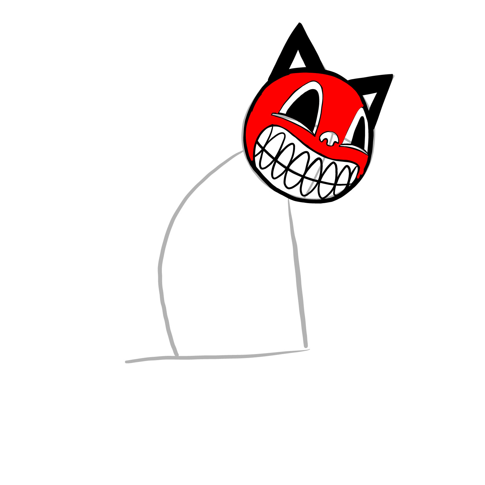 How to draw Cartoon Cat from FNF - step 10