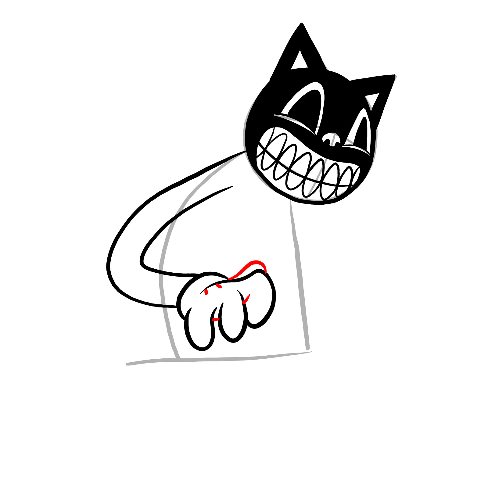 How to draw Cartoon Cat from FNF - step 13