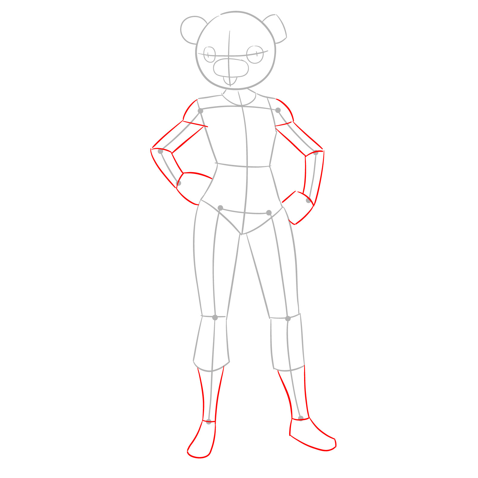 How to Draw a Creepy Bear Fortnite Skin - step 03