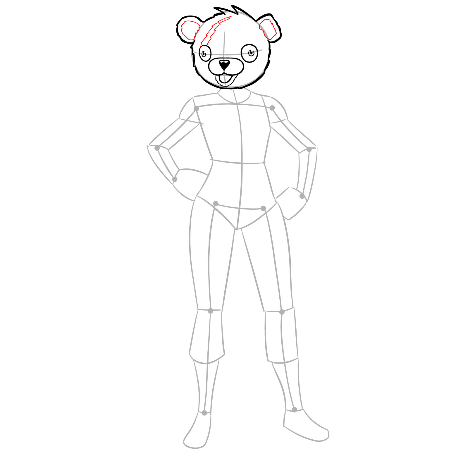 How to Draw a Creepy Bear Fortnite Skin - step 07