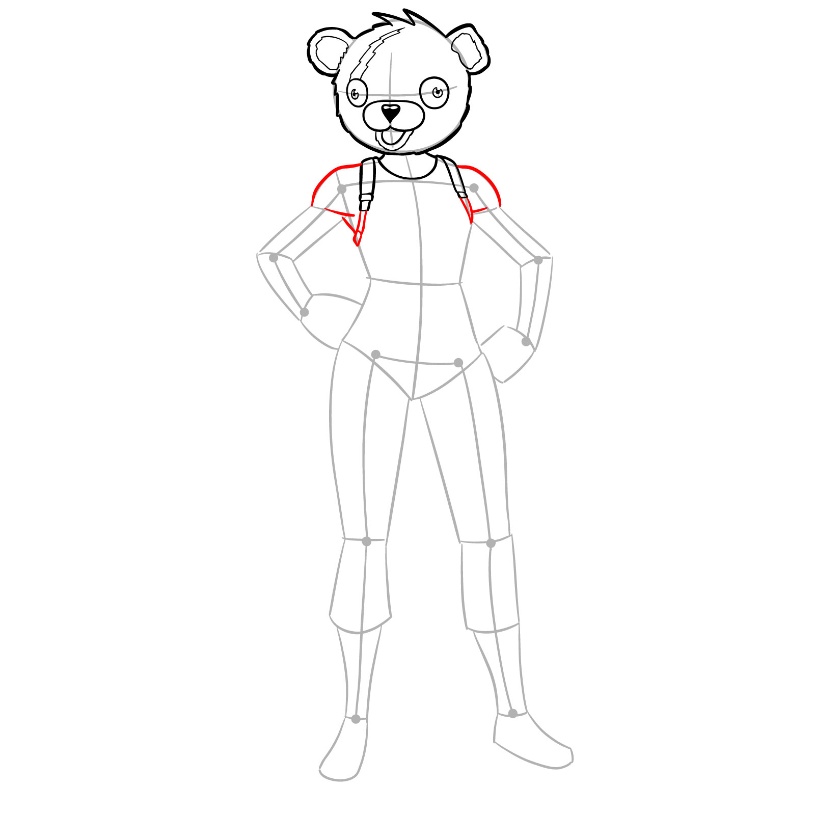 How to Draw a Creepy Bear Fortnite Skin - step 09