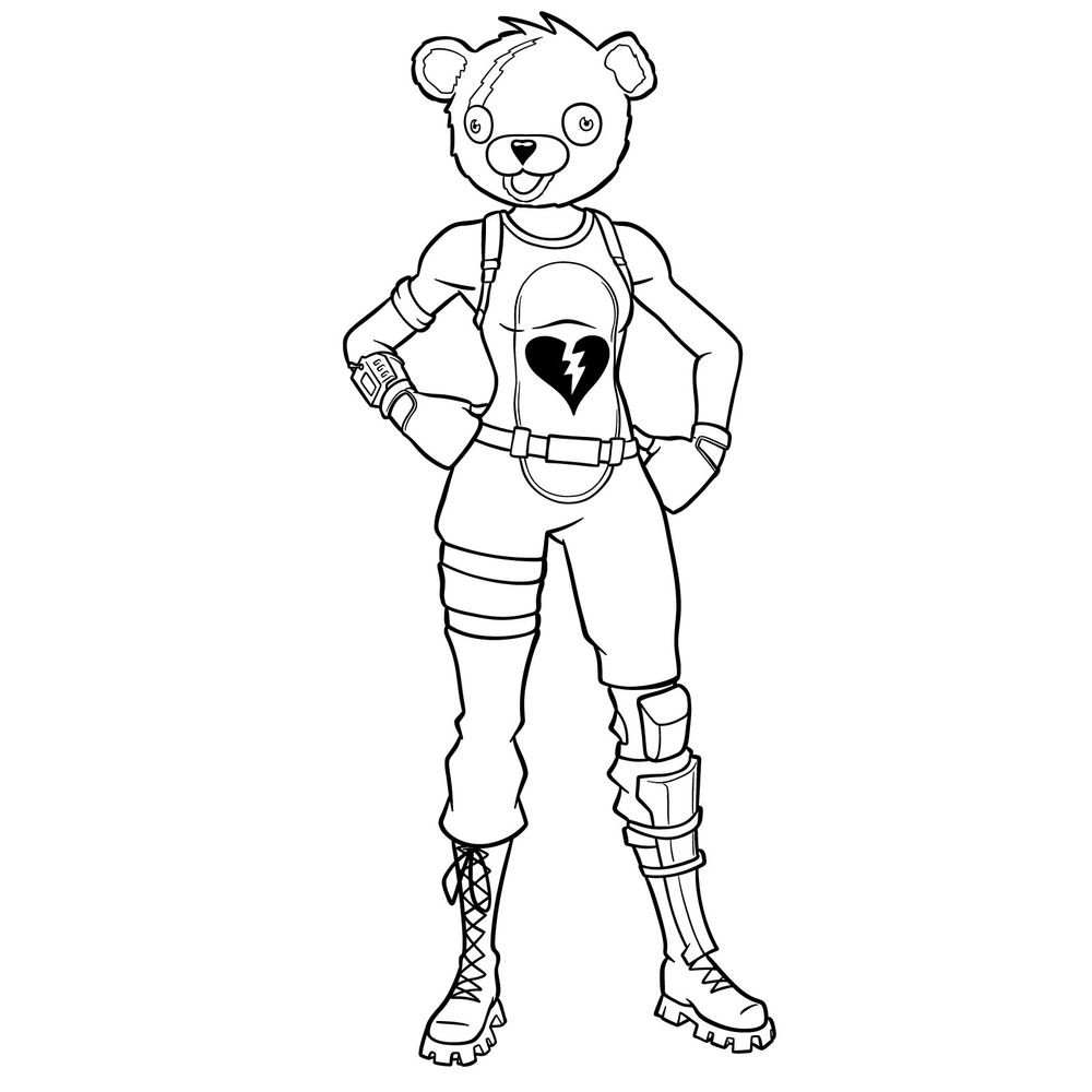 How to Draw Creepy Bear, Cuddle Team Leader from Fortnite