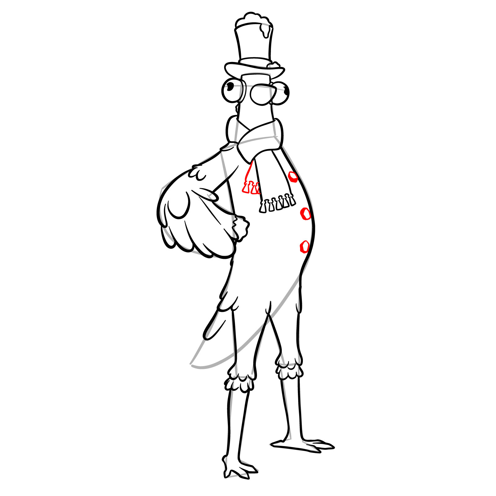 How to Draw Flakey the Snowbird from Fortnite - step 18