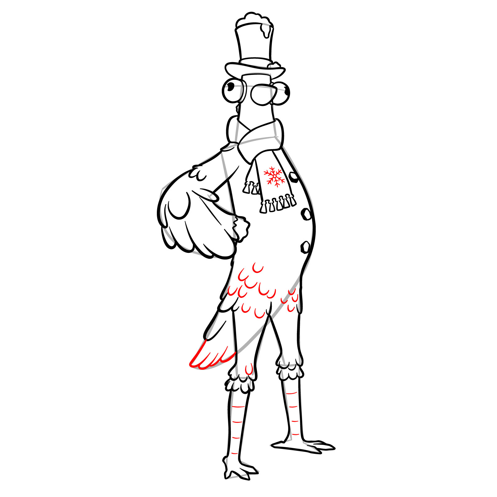 How to Draw Flakey the Snowbird from Fortnite - step 19