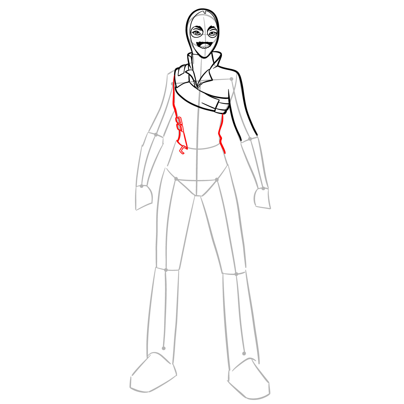 How to Draw Caper Fortnite Skin - step 10
