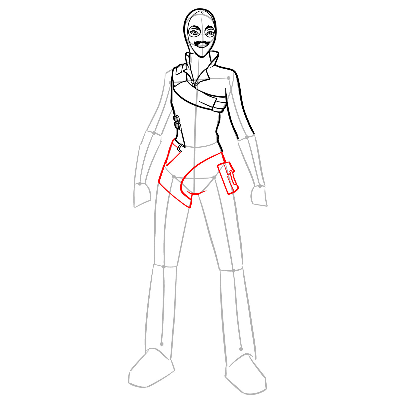 How to Draw Caper Fortnite Skin - step 11