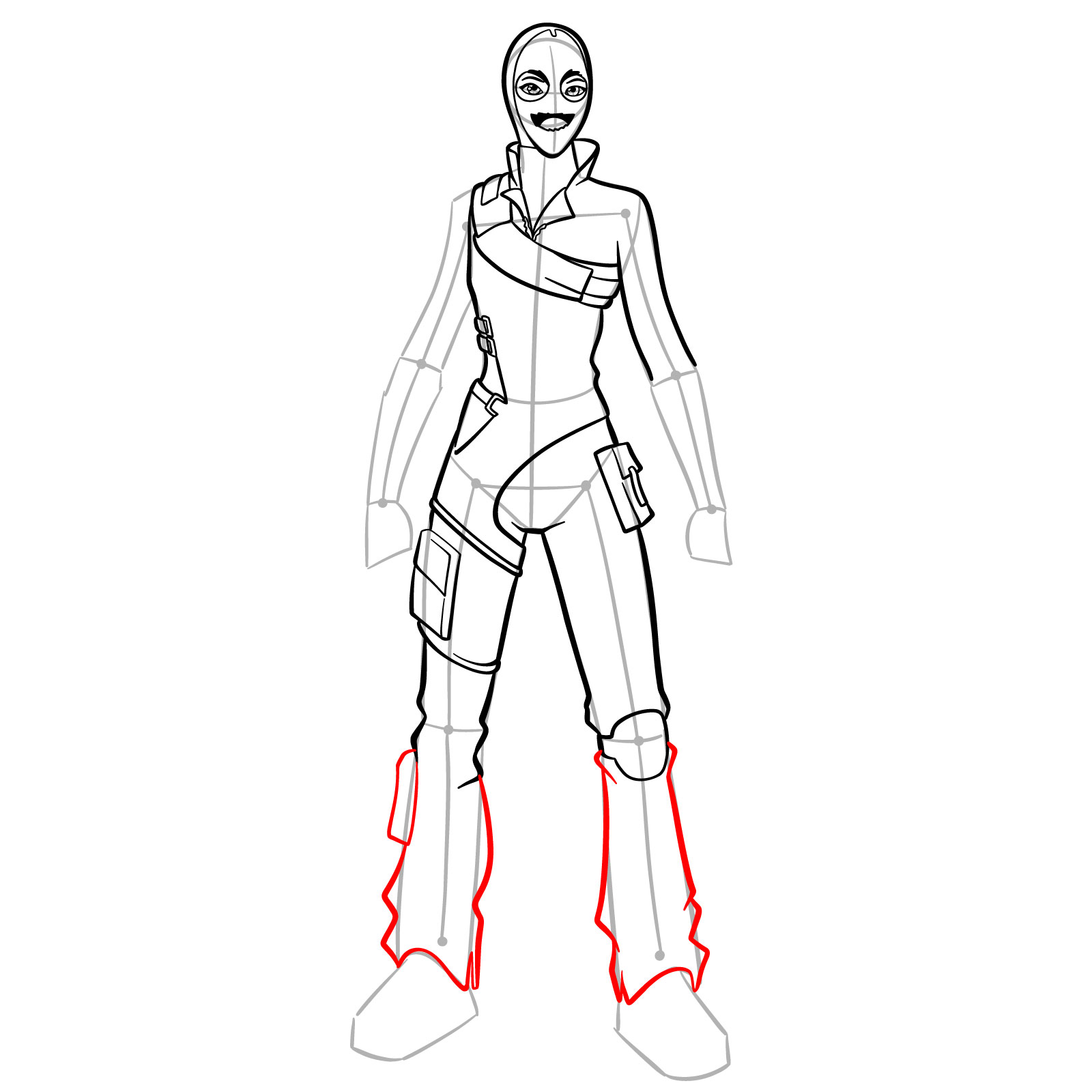 How to Draw Caper Fortnite Skin - step 13