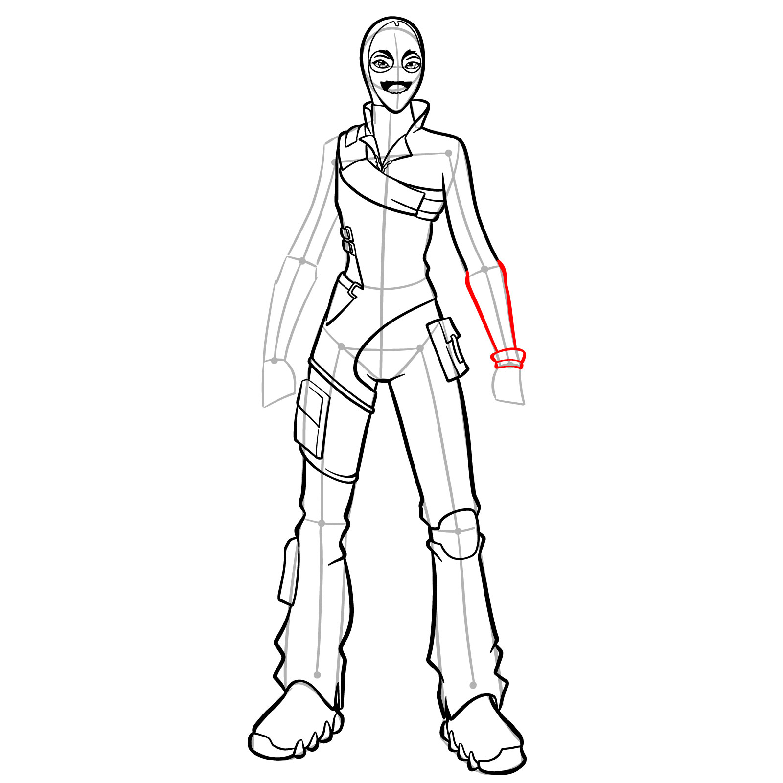 How to Draw Caper Fortnite Skin - step 15
