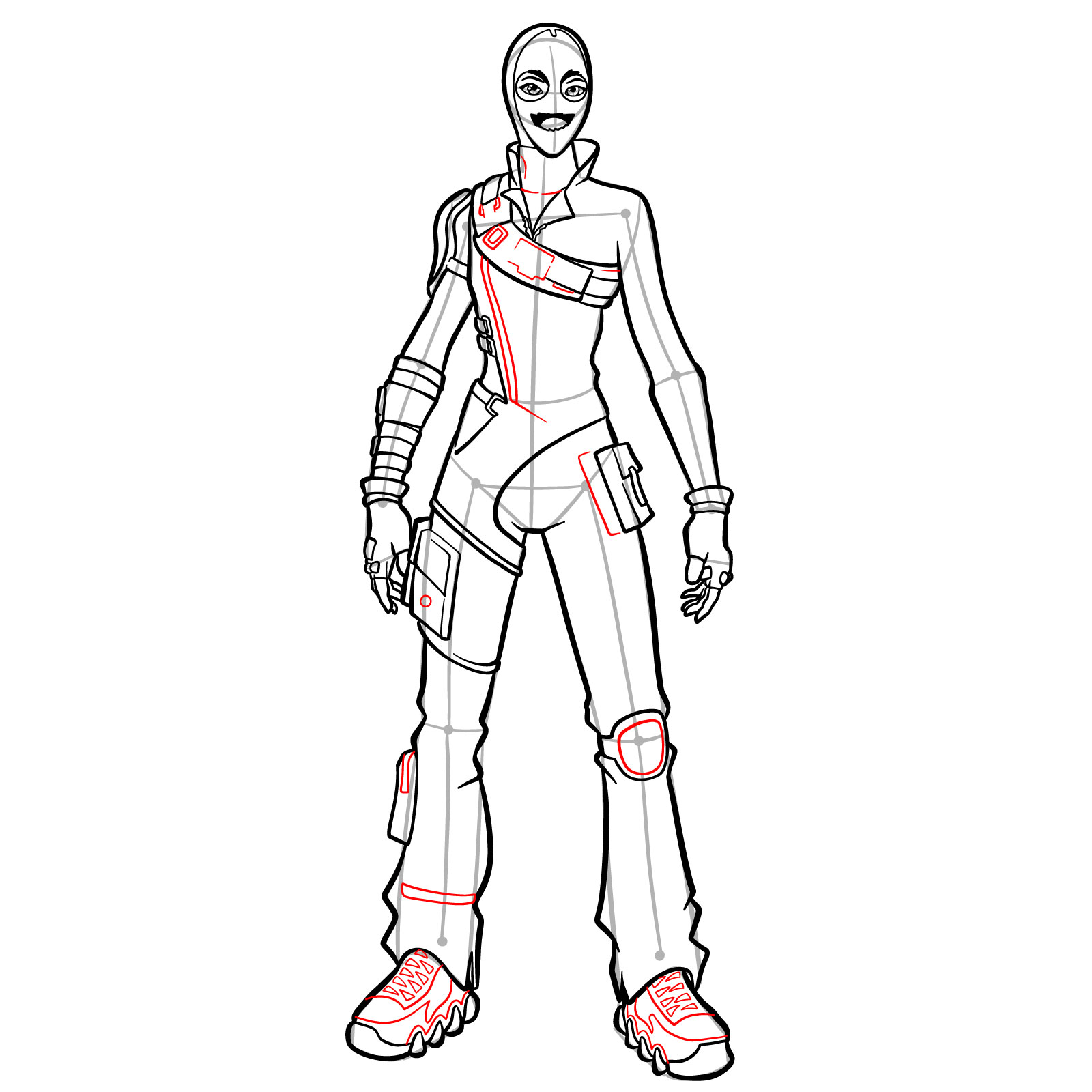 How to Draw Caper Fortnite Skin - step 20