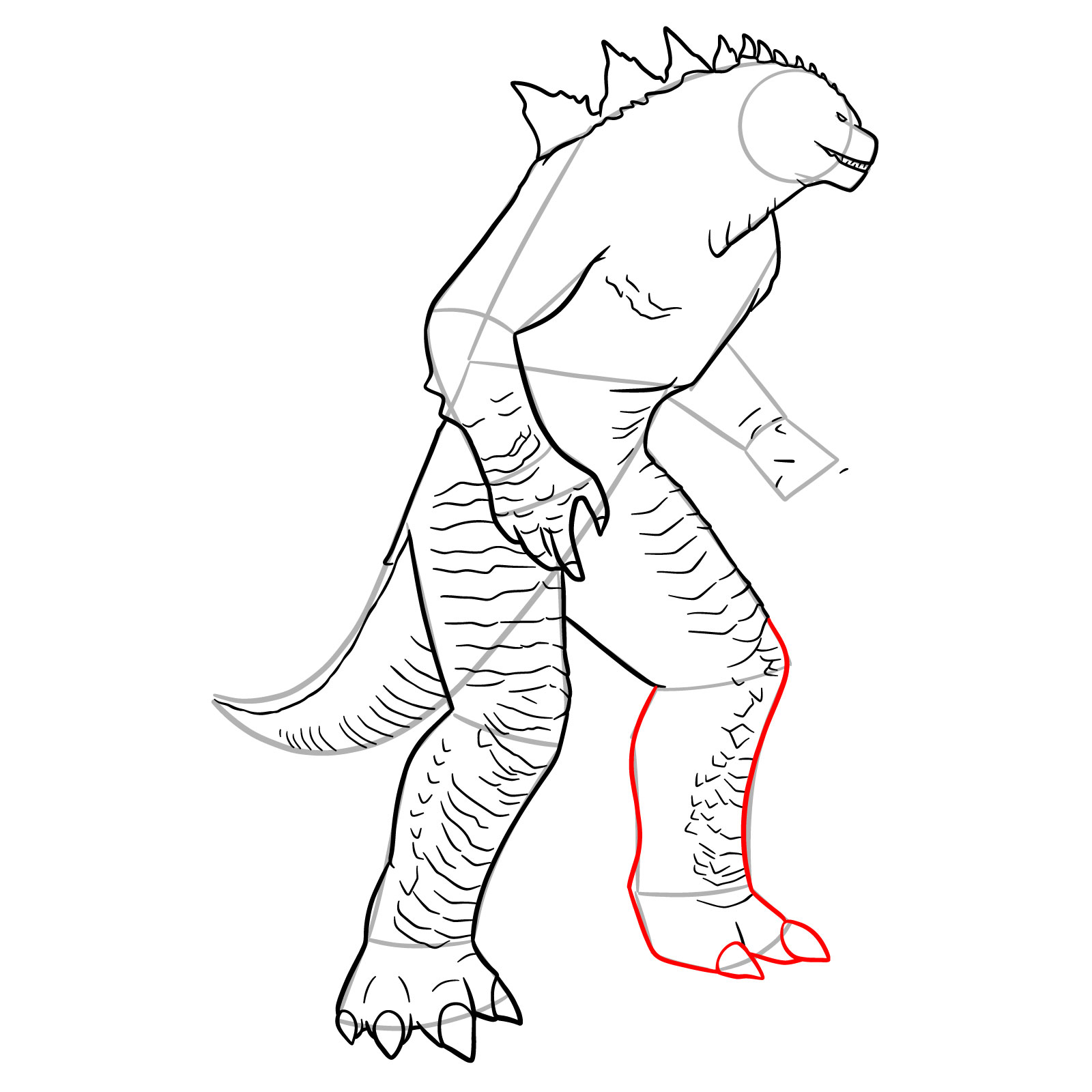 How to Draw Godzilla Evolved Fortnite Skin - step 11