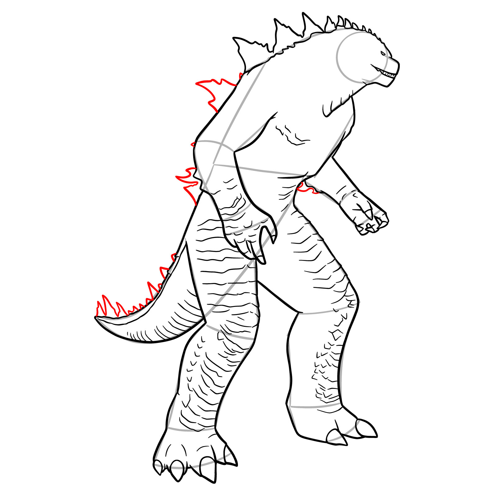 How to Draw Godzilla Evolved Fortnite Skin - step 14