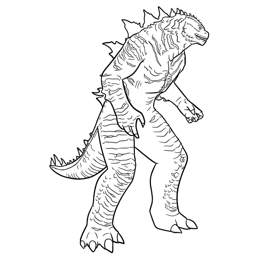 How to Draw Godzilla Evolved Fortnite Outfit in 18 Steps
