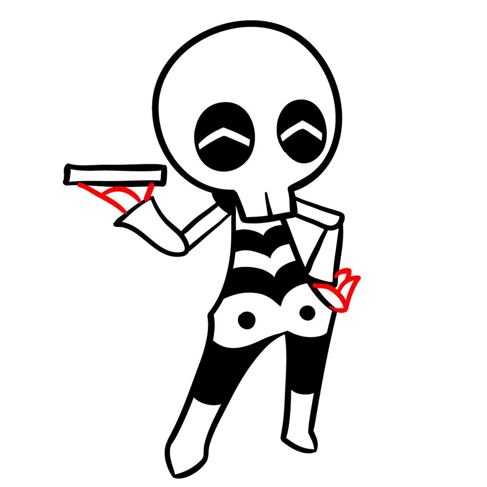 How to draw Skeleton-T - step 13
