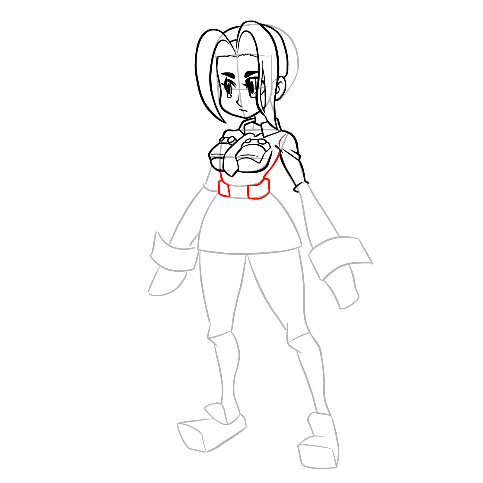 How to draw Filia from Skullgirls - step 21
